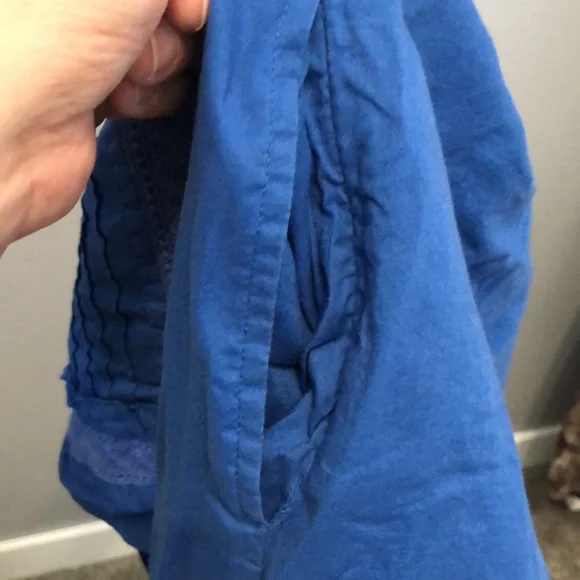 Maeve dress Women's size Small S blue sundress Made in India EUC lace pleat EUC - Picture 12 of 12